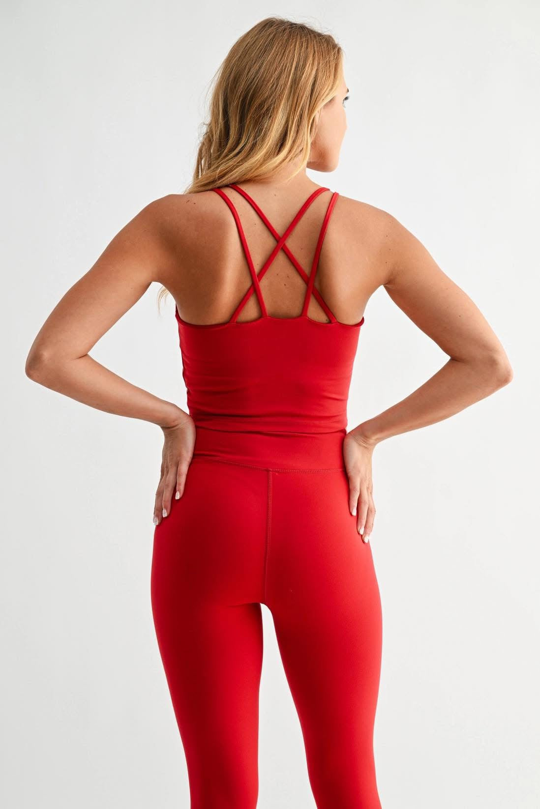 Venice Cloud Light Criss-Cross Sports Active Top - Red