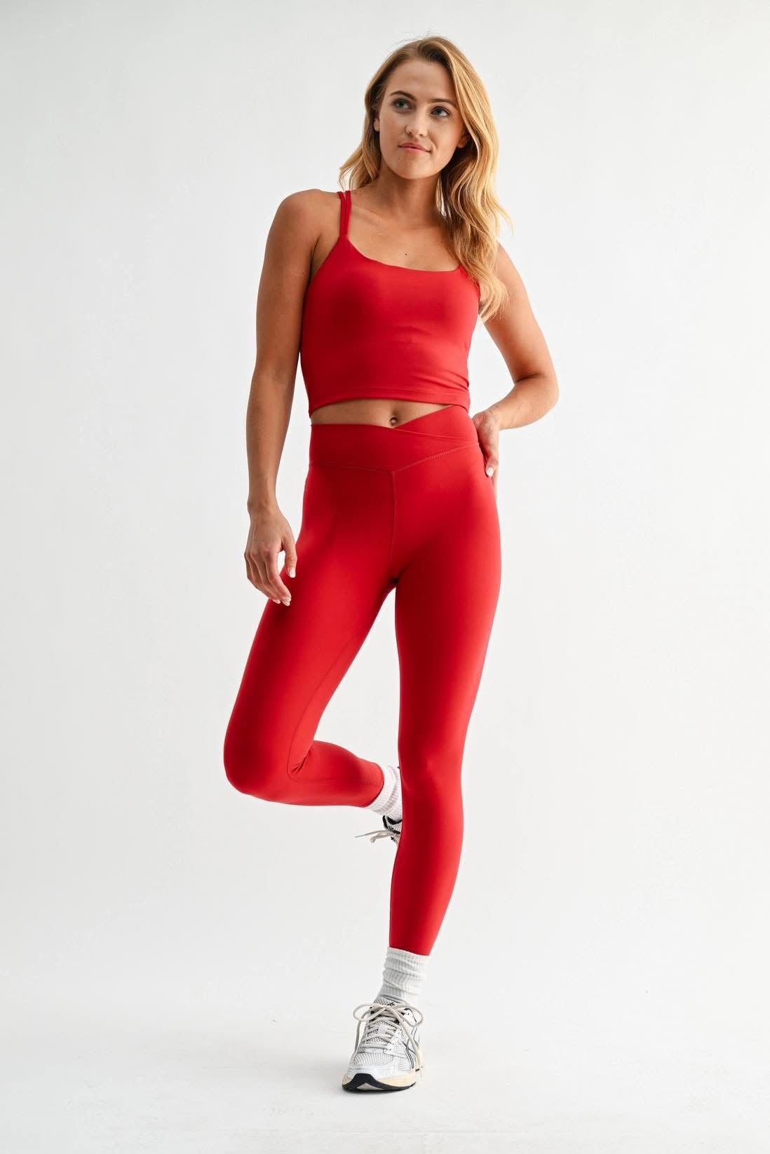 Venice Cloud Light Criss-Cross Sports Active Top - Red