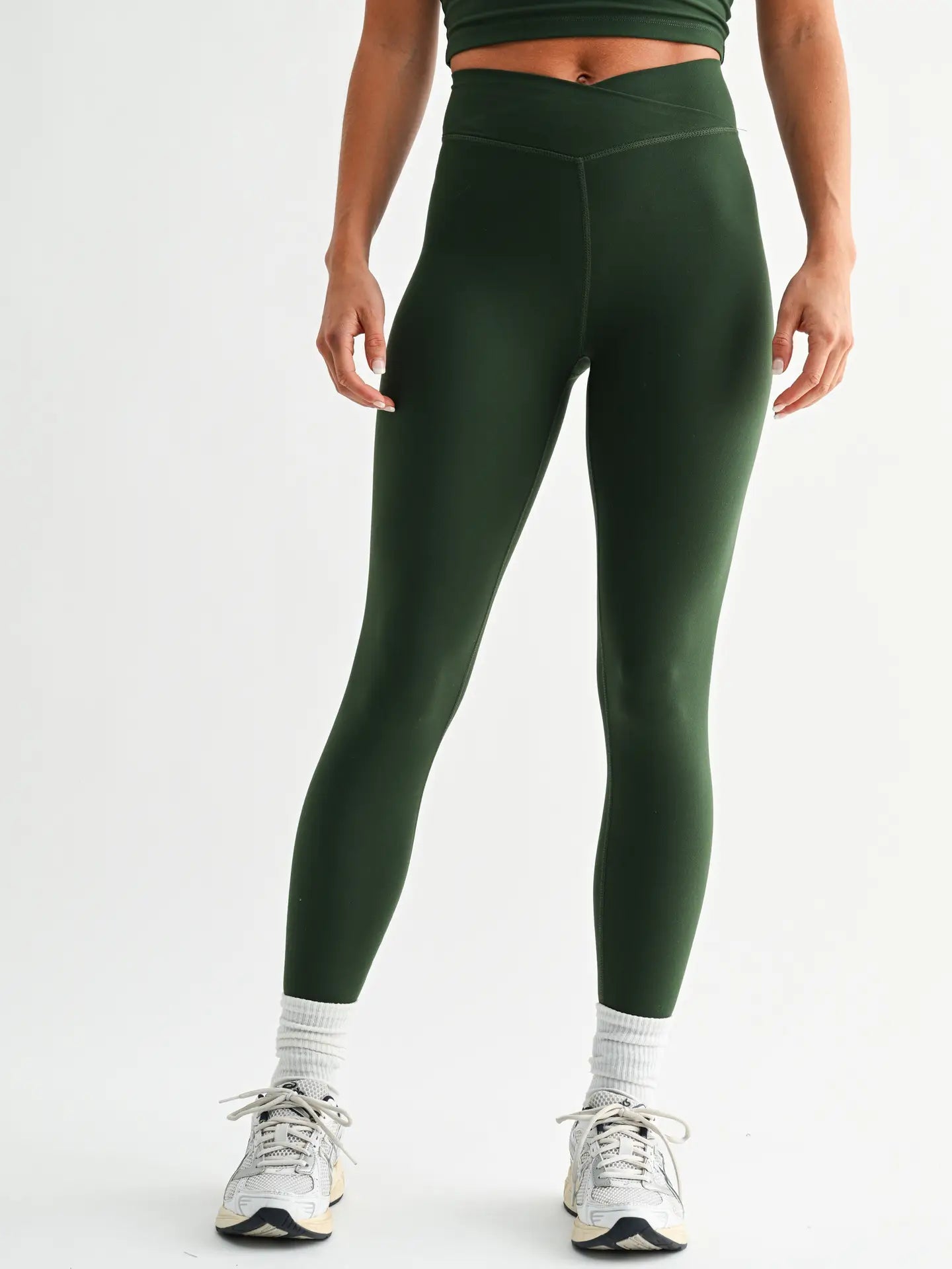 Venice Cloud Crossover Waist Legging - Forest Green