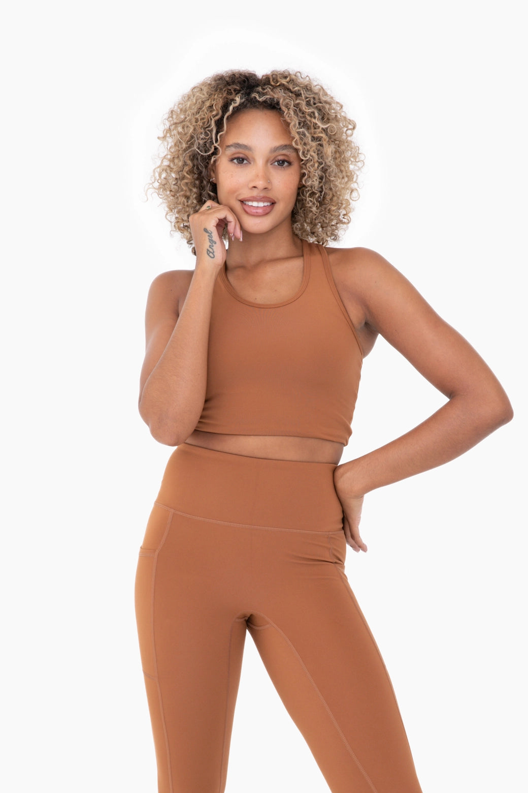 Extreme Racer Fitted Cropped Tank - Camel