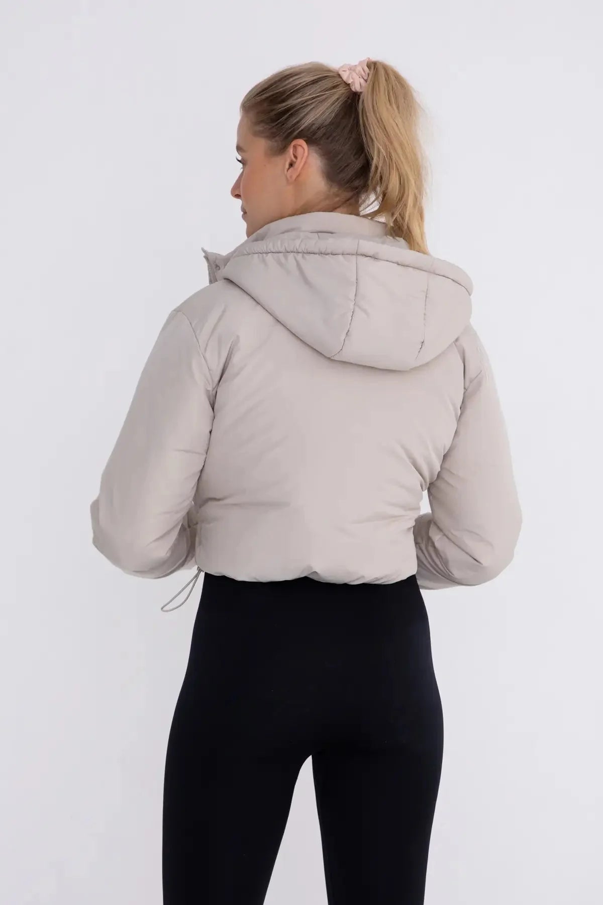 Cropped Puffer Jacket with Hood - Natural