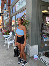 Load image into Gallery viewer, One Shoulder Sports Bra - Baby Blue
