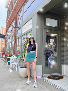 Crossover Waist Active Skort - Jungle Green