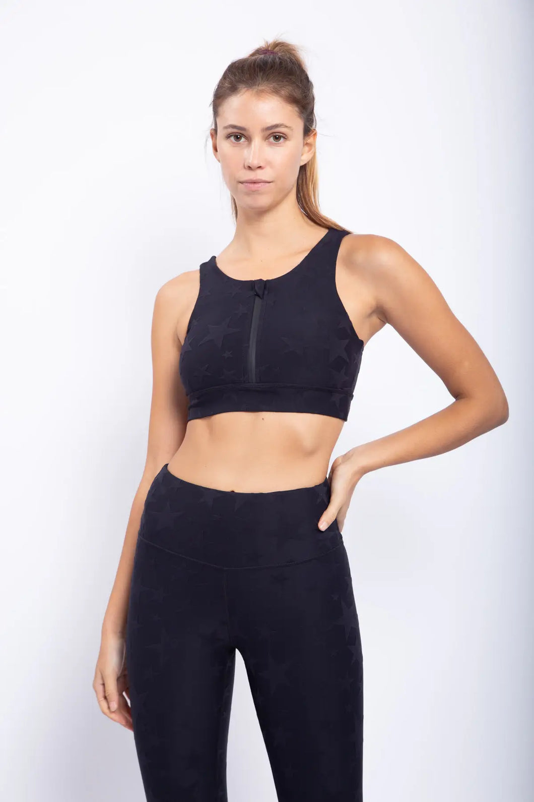 Seeing Stars Jacquard TACTEL Zip-Up Sports Bra