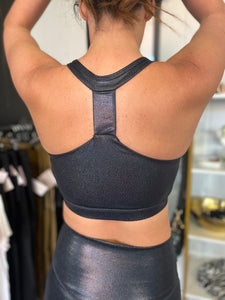 Holographic Racerback Sports Bra - Black
