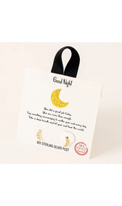 Gold Mini Moon Stud Earrings - 18K Gold Plated